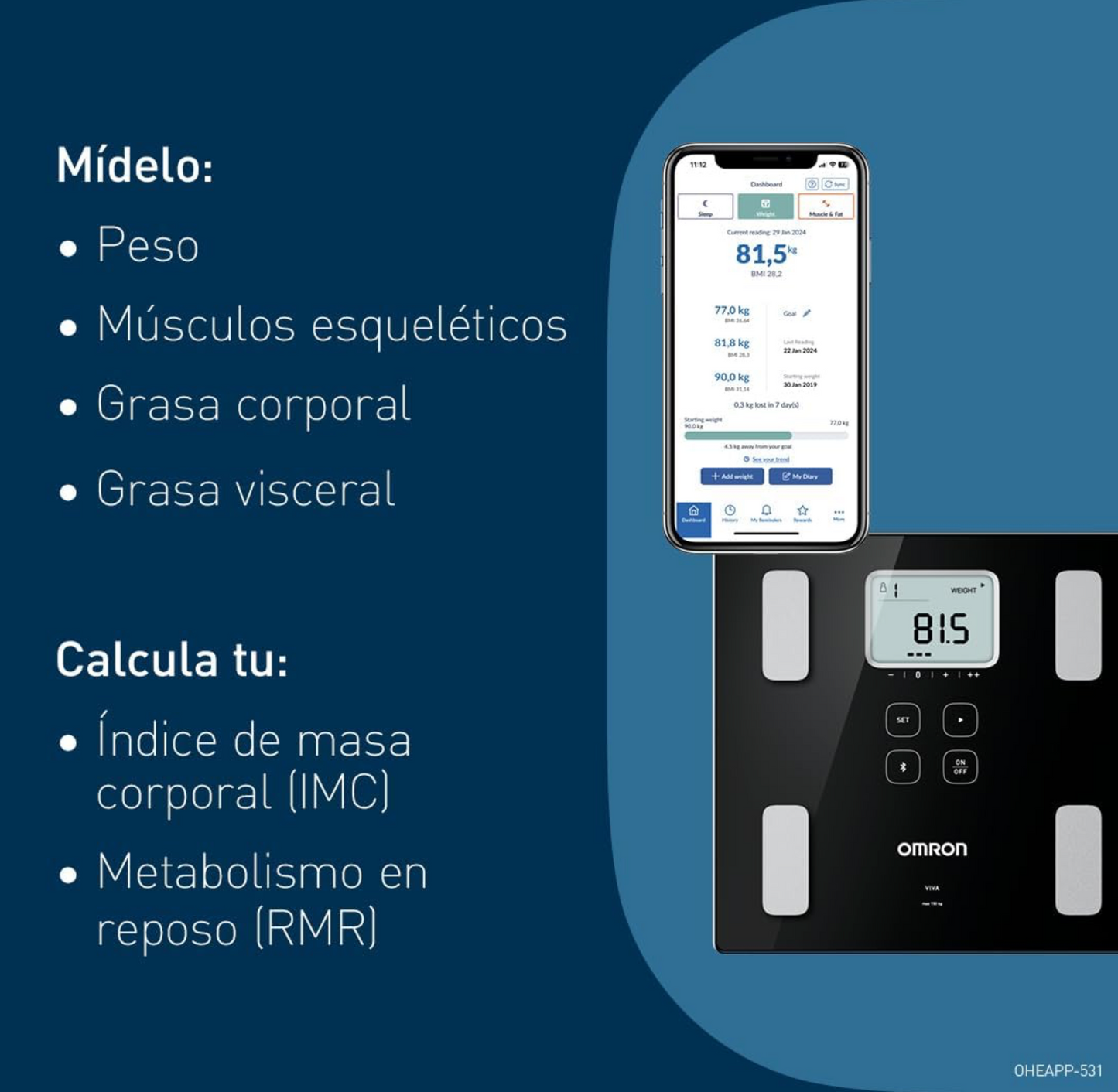 OMRON VIVA Báscula Composición Corporal Bluetooth Inteligente