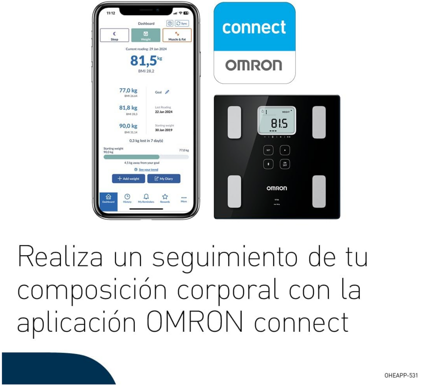OMRON VIVA Báscula Composición Corporal Bluetooth Inteligente