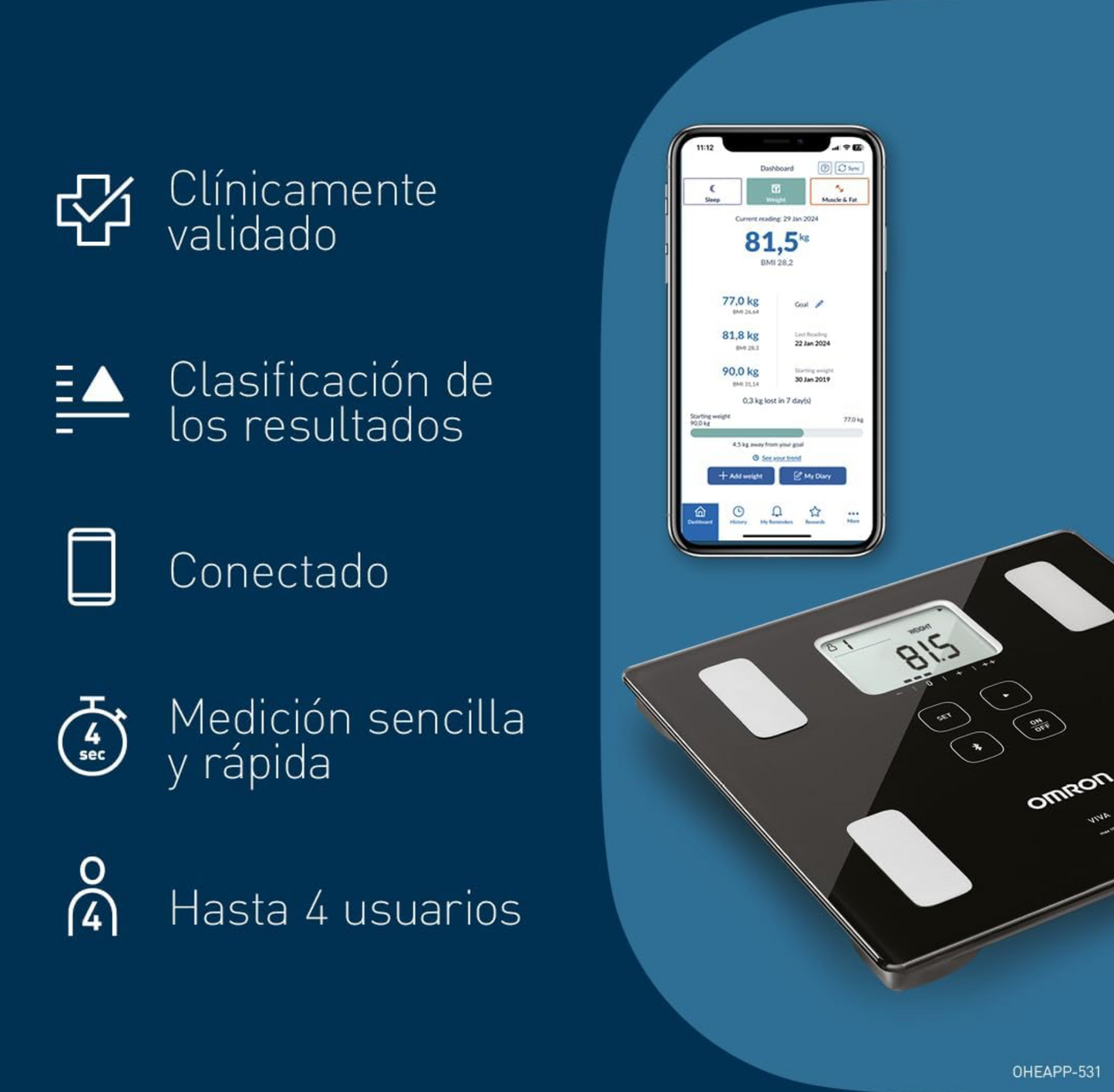OMRON VIVA Báscula Composición Corporal Bluetooth Inteligente