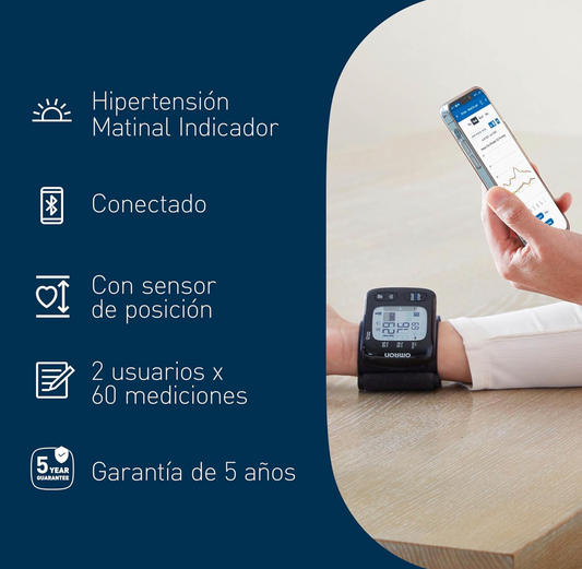 OMRON RS7 Intelli IT Tensiómetro Muñeca Bluetooth Sensor LED