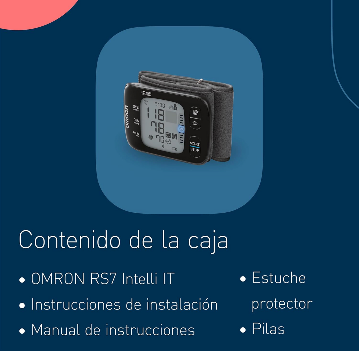 OMRON RS7 Intelli IT Tensiómetro Muñeca Bluetooth Sensor LED