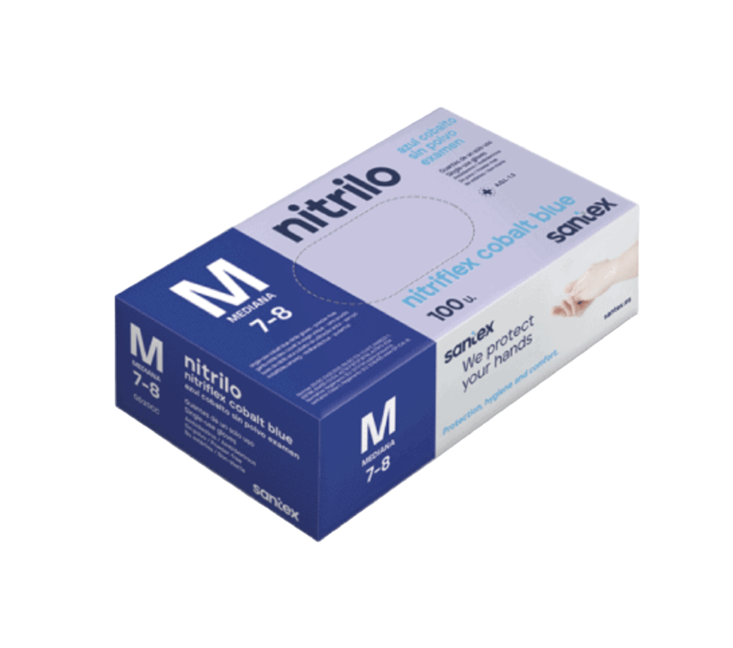 Guantes NITRIFLEX de Nítrilo sin Polvo 3,5g. Caja 100 u.