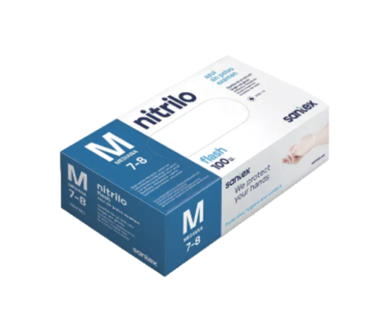 Guantes FLASH de Nítrilo sin Polvo 4,5g. Caja 100u.